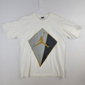 Air Jordan T-Shirt Men's Large White Cotton Logo Round Neck Classic Pullover